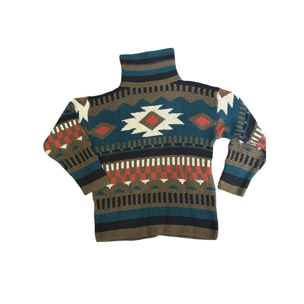 Vintage Country Shop Marshall Field's Southwestern Knit Turtleneck Sweater Sz S